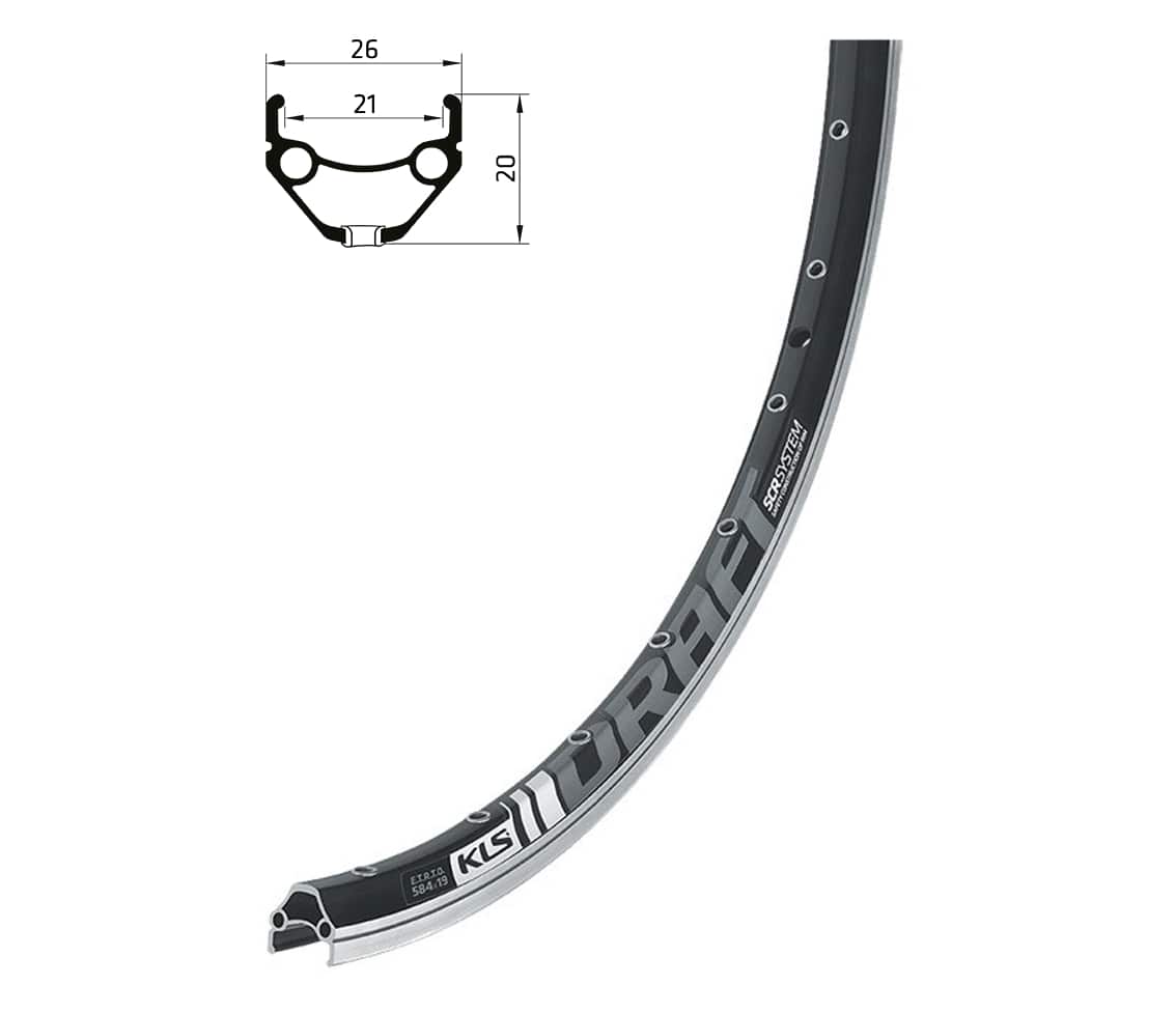 Ráfik KLS DRAFT brúsený, 32H, 1 Nit, AV, 27,5" black