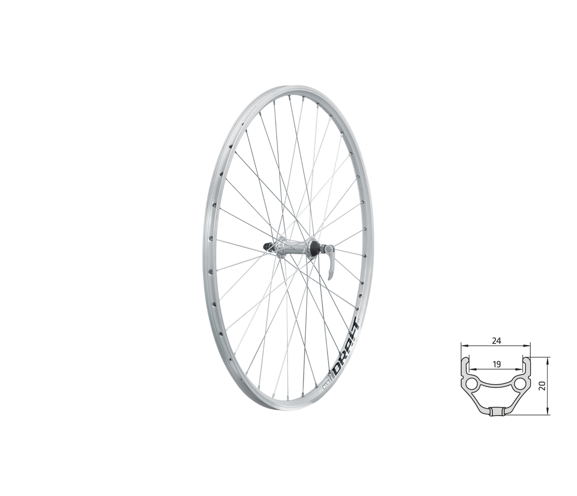 Zapleten koleso predn KLS DRAFT V-brake F, 28/29", silver 19mm